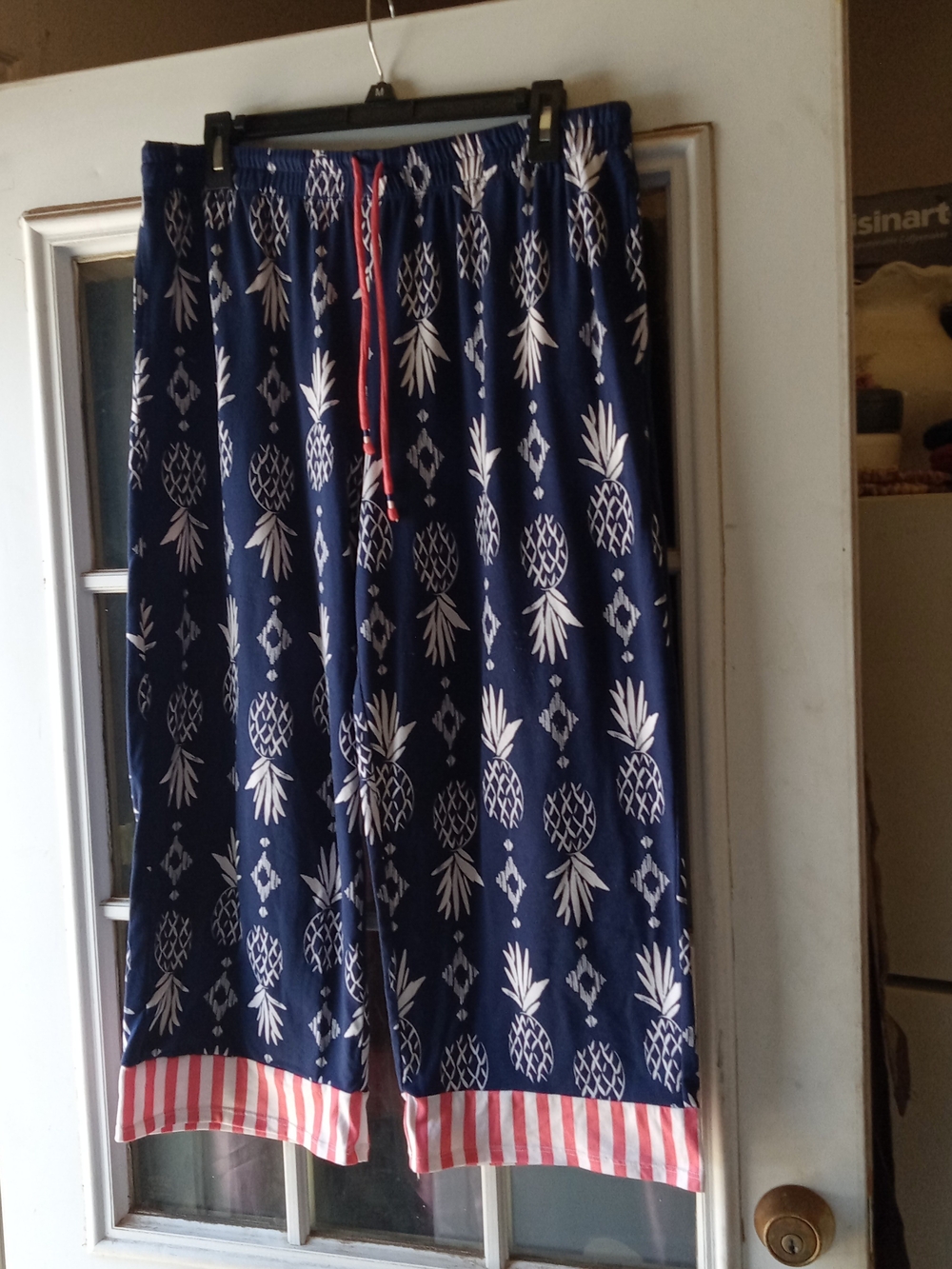 Cuddl Duds Coral & Navy Two-Piece Pajama Set with Striped Trim NWOT - Picture 5 of 8